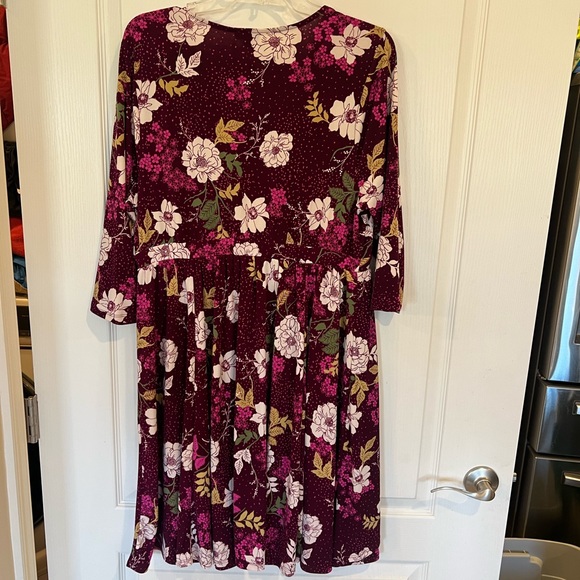 Torrid Burgundy Floral Faux Wrap Dress - Picture 4 of 8